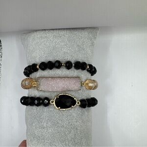 Ryze Elegant Black and Gold Bracelet Set